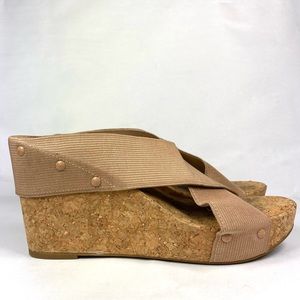 Lucky Brand Miller 2 Cork Wedges women Size 10 sandals Platform Shoes Crisscross